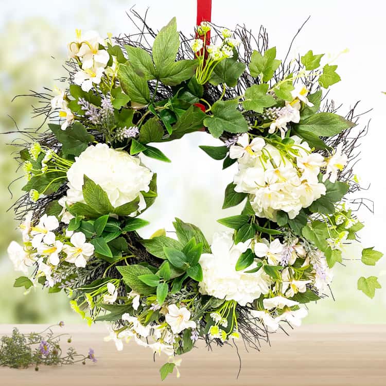 Artificial flower wreath