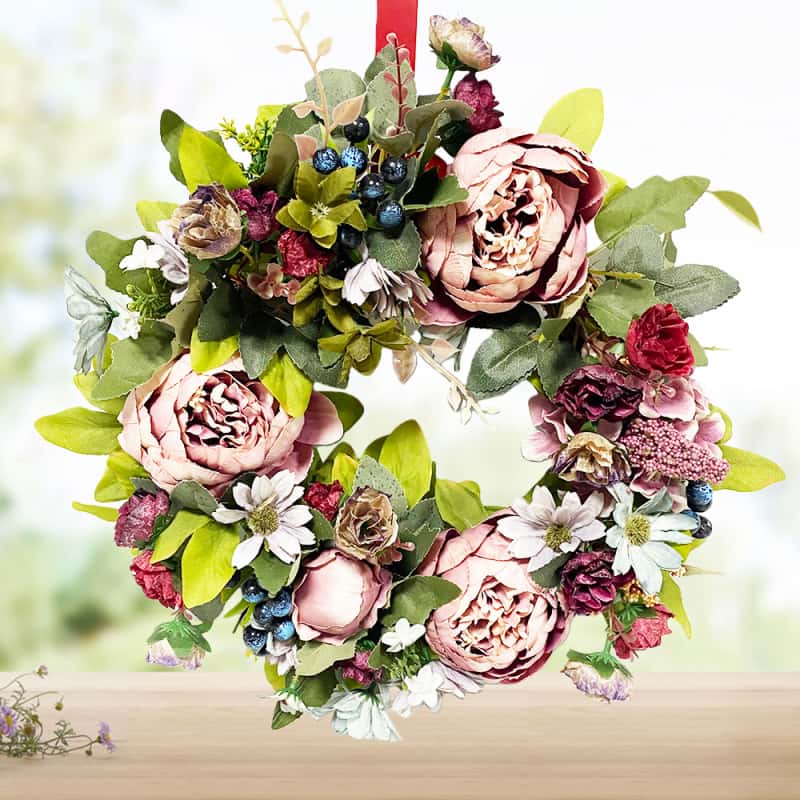 Artificial flower wreath