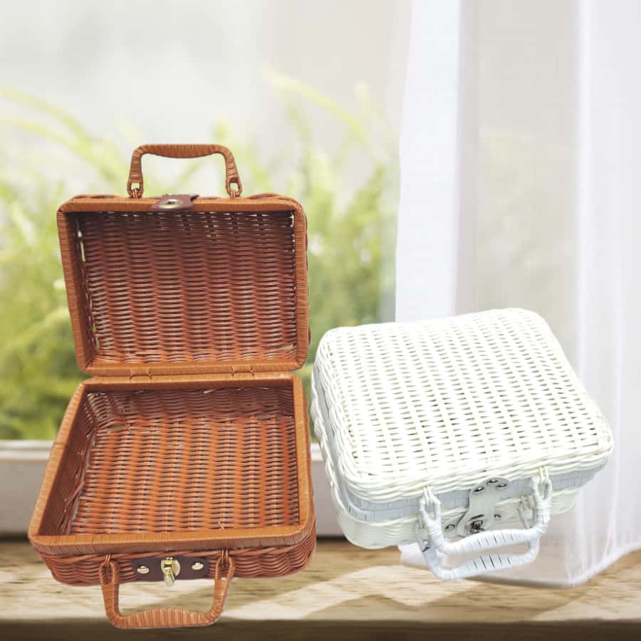 Small woven rattan chest