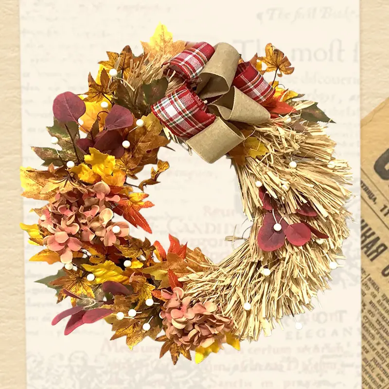 Autumn straw wreath 