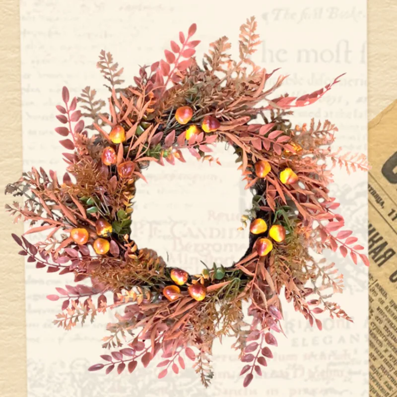Artificial fall wreath for front door